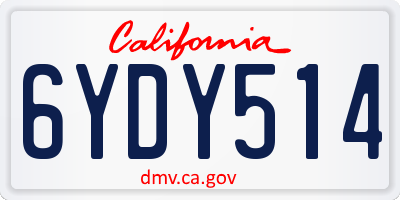 CA license plate 6YDY514