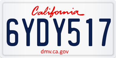 CA license plate 6YDY517