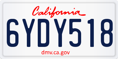CA license plate 6YDY518