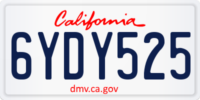 CA license plate 6YDY525