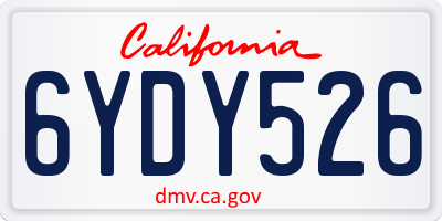 CA license plate 6YDY526