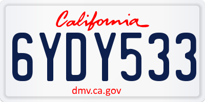 CA license plate 6YDY533