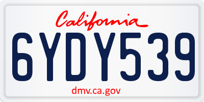 CA license plate 6YDY539