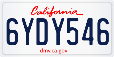 CA license plate 6YDY546