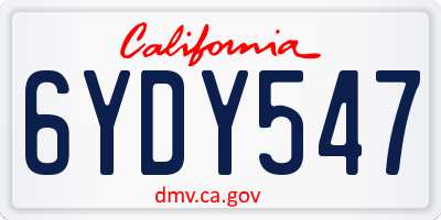 CA license plate 6YDY547