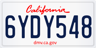 CA license plate 6YDY548