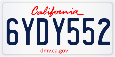 CA license plate 6YDY552