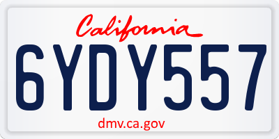 CA license plate 6YDY557