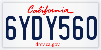 CA license plate 6YDY560