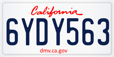 CA license plate 6YDY563