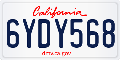 CA license plate 6YDY568