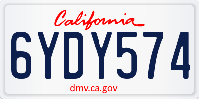 CA license plate 6YDY574