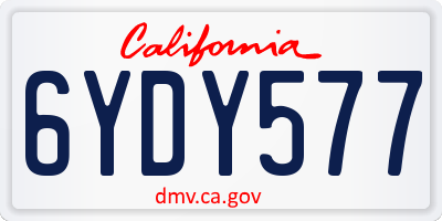 CA license plate 6YDY577