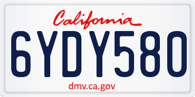 CA license plate 6YDY580