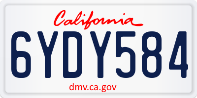 CA license plate 6YDY584