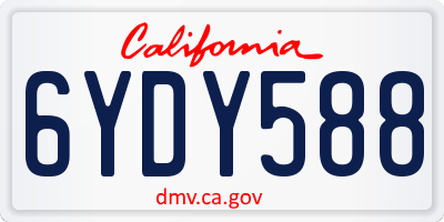 CA license plate 6YDY588