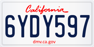 CA license plate 6YDY597