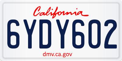 CA license plate 6YDY602