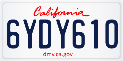 CA license plate 6YDY610