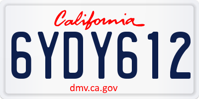 CA license plate 6YDY612