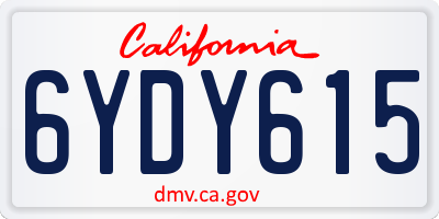 CA license plate 6YDY615