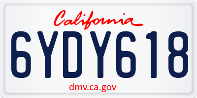 CA license plate 6YDY618