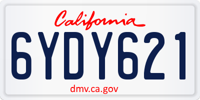 CA license plate 6YDY621