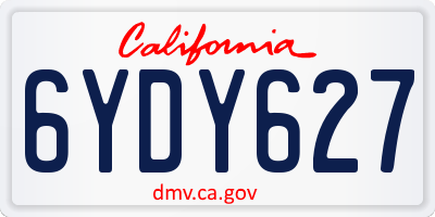 CA license plate 6YDY627