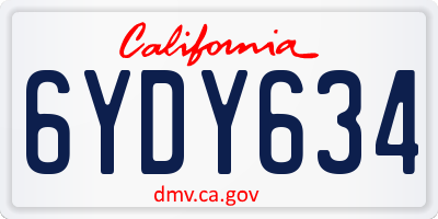 CA license plate 6YDY634