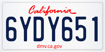 CA license plate 6YDY651
