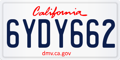 CA license plate 6YDY662