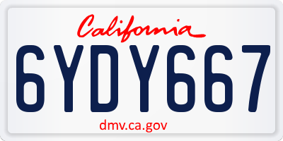 CA license plate 6YDY667