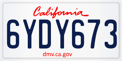 CA license plate 6YDY673