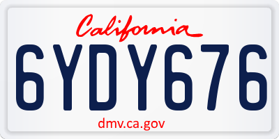 CA license plate 6YDY676