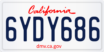 CA license plate 6YDY686