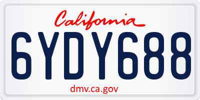 CA license plate 6YDY688