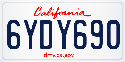 CA license plate 6YDY690