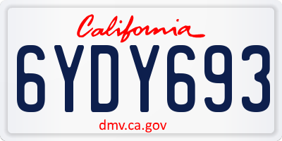 CA license plate 6YDY693