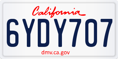 CA license plate 6YDY707