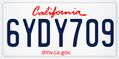 CA license plate 6YDY709