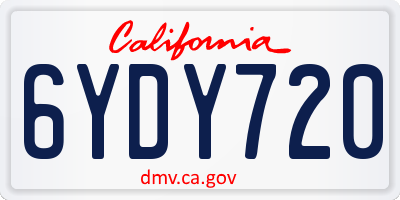 CA license plate 6YDY720