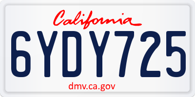 CA license plate 6YDY725