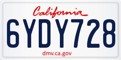 CA license plate 6YDY728