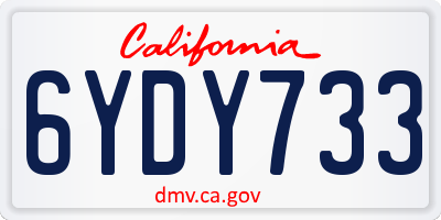 CA license plate 6YDY733