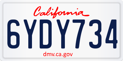 CA license plate 6YDY734