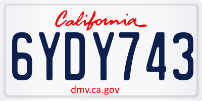 CA license plate 6YDY743