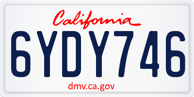 CA license plate 6YDY746