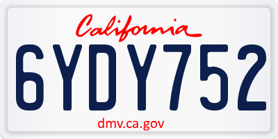 CA license plate 6YDY752