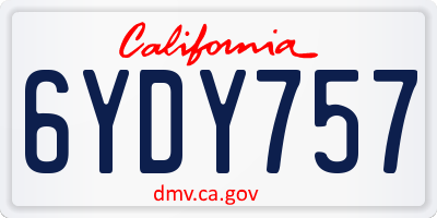 CA license plate 6YDY757