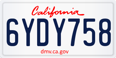 CA license plate 6YDY758